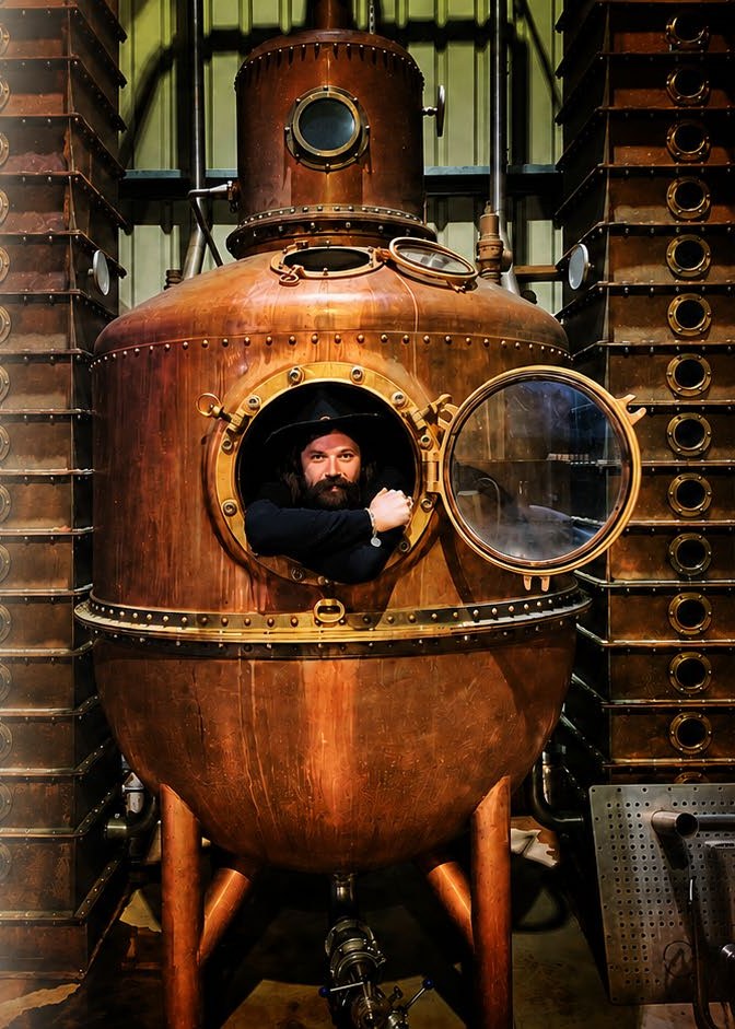 Gareth in a copper still